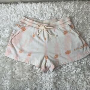 Lou & Grey Tie Dye Cream Orange Pink Sweat Shorts Sz Small